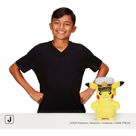 Pokémon Captain Pikachu Plush 8 Inch Soft Toy with Hat Authentic Collectible - Picture 6 of 6